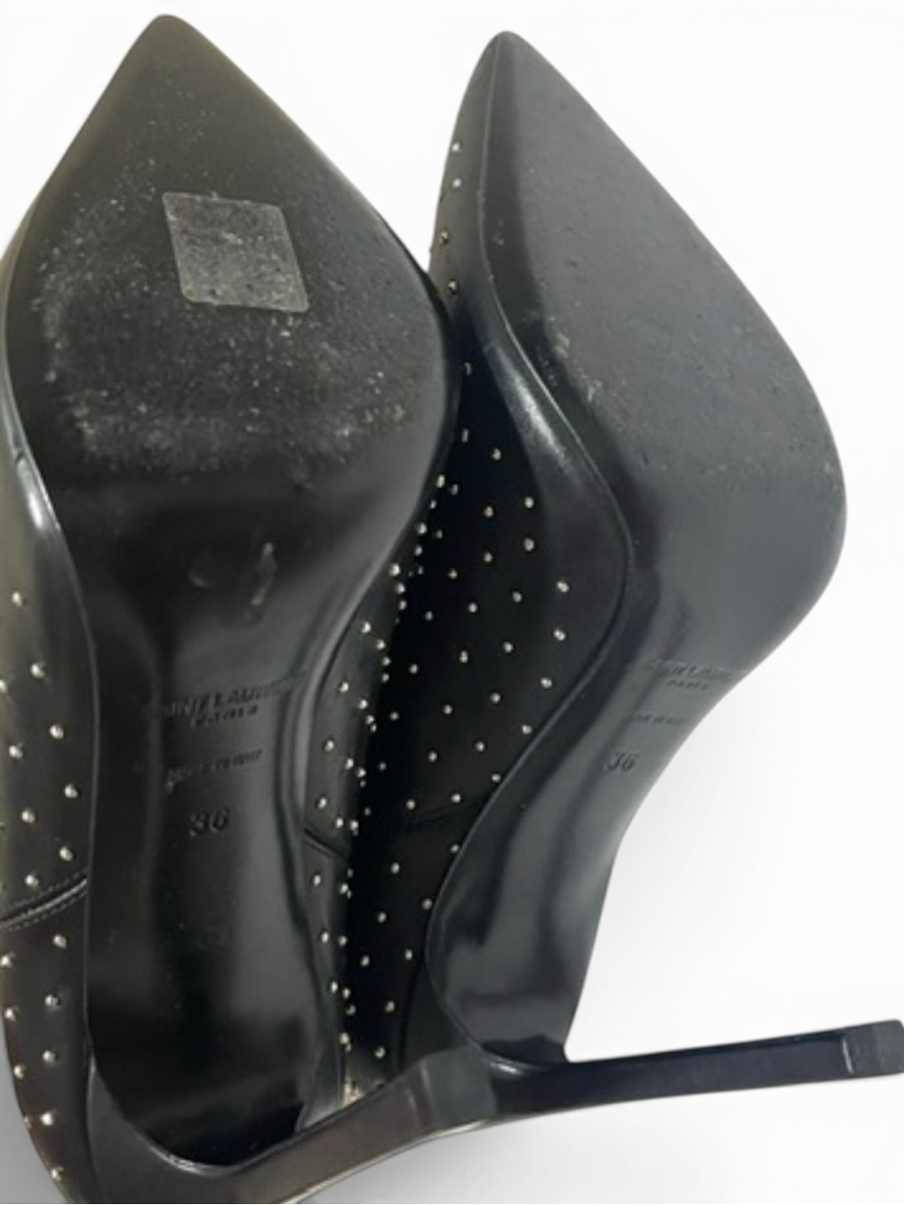 Saint Laurent Black Leather Ankle Boots Size 36 - Picture 4 of 7